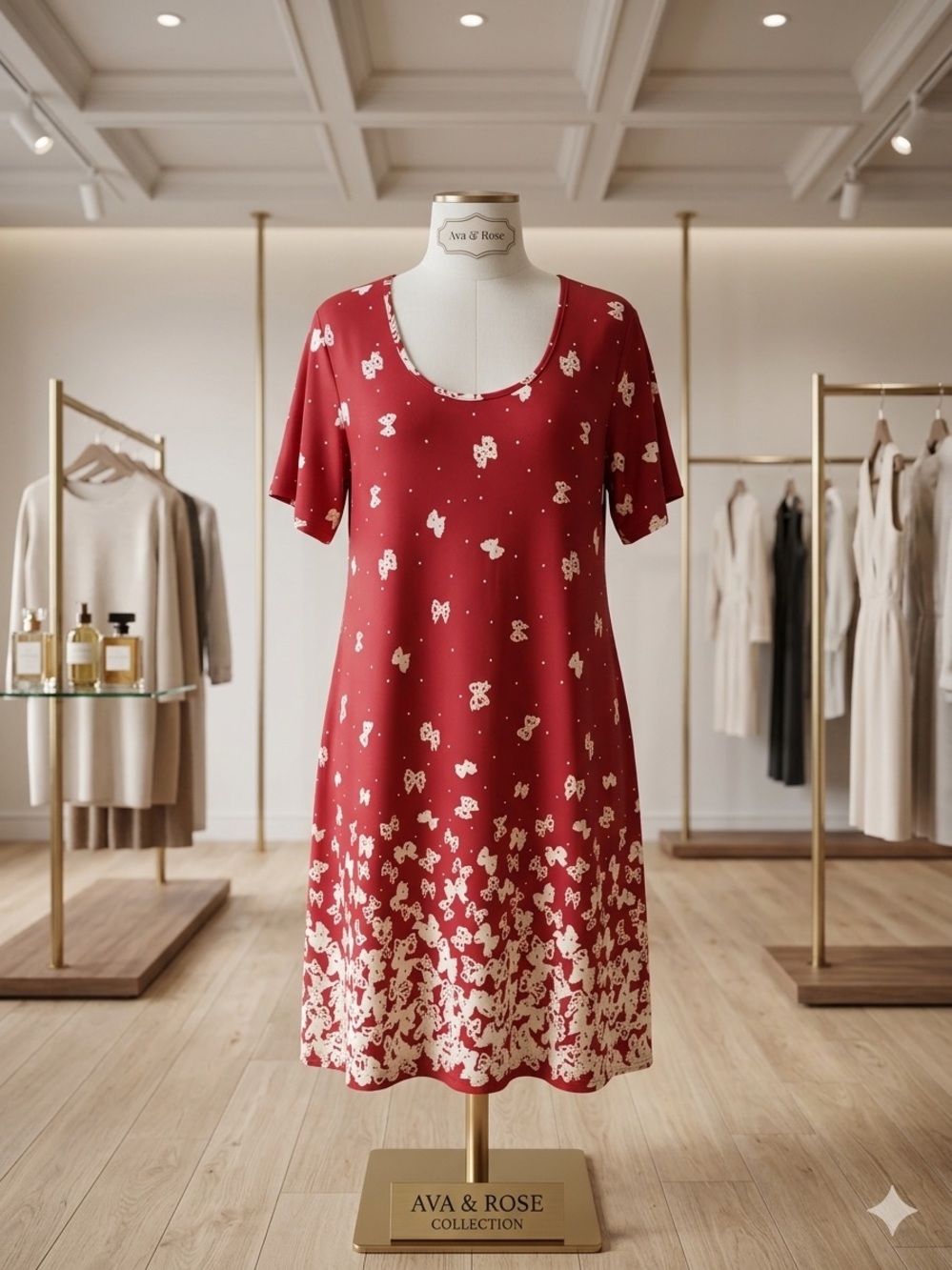 Ava & Rose Red Floral Midi Dress